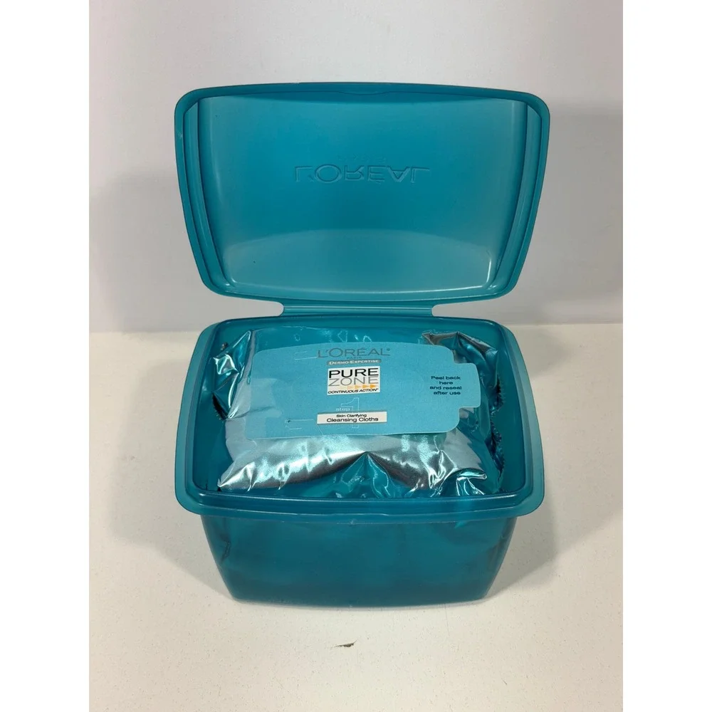 L'Oreal Pure Zone Skin Clarifying Cleansing‎ Cloths Acne Treatment Teal Case NEW